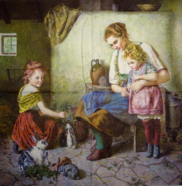 147 Jahrhundert - 1-lagig / Wellenrand - 15.5x16cm